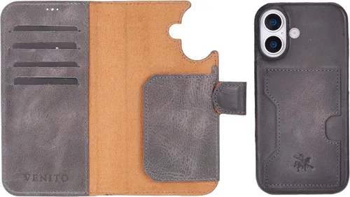Vista 194 de Venito Florence - Funda de piel compatible con Samsung Galaxy S9, extra segura con bloqueo RFID, cartera desmontable para teléfono (gris decolorado)