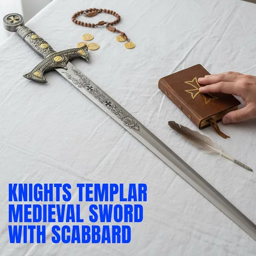 Vista 4 de SZCO Supplies Caballeros Templarios Espada de Oro Rosa Espada Medieval