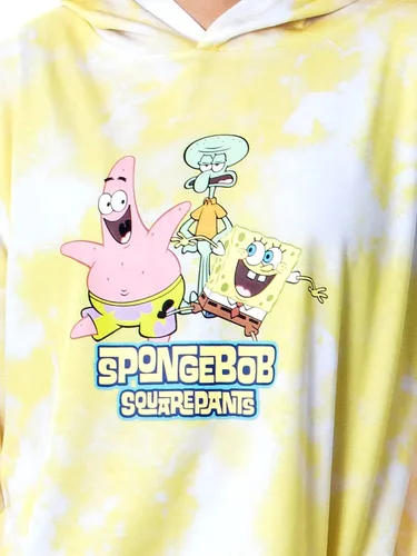 Vista 4 de INTIMO Spongebob Squarepants Tie Dye - Conjunto de pijama con capucha para mujer, Amarillo
