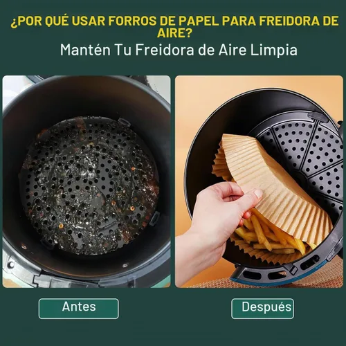 Vista 2 de Forro de papel desechable para freidora de aire, pergamino redondo antiadherente, accesorios para freidora de aire, a prueba de aceite, a prueba