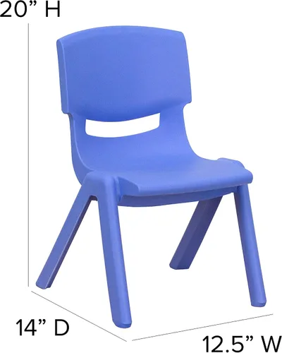 Vista 2 de Set de actividades Flash Furniture de plástico con mesa rectangular ajustable y 4 sillas apilables para la escuela, Acero, Azul