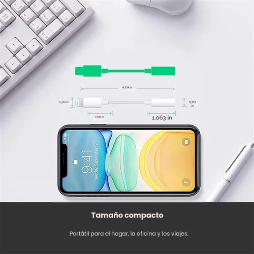 Vista 6 de [Certificado MFi de Apple] Adaptador de auriculares Apple iPhone 14 Pro Max, paquete de 2 conectores Lightning a conector de auriculares de 0.138