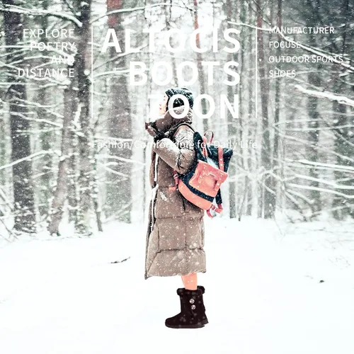 Vista 5 de ALTOCIS Botas de nieve de invierno con forro de piel para mujer, botas cortas de media pantorrilla, botas de moda con botón de resina sintética