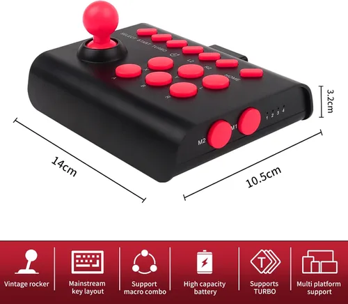 Vista 6 de RALAN Mini Arcade Fight Stick, Street Fighter Arcade Game Fighting Joystick with Turbo & Macro Functions Compatible with PS3PS4 Nintendo SwitchPC