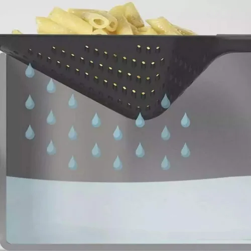 Vista 4 de Colador de drenaje de alimentos, práctico y duradero, de plástico, colador de agua, pala de drenaje de alimentos con asa para drenaje de alimentos