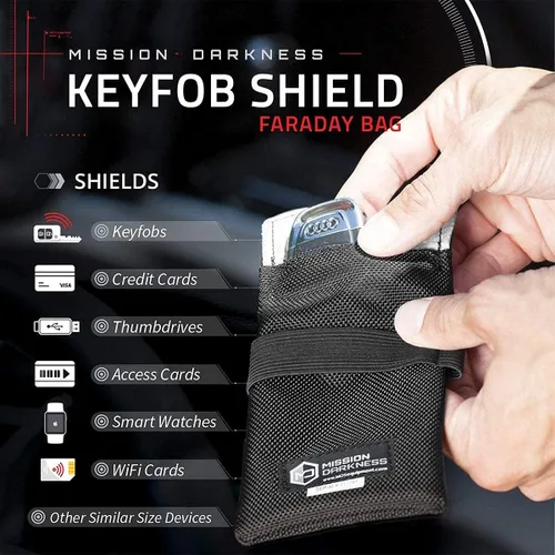 Vista 5 de Mission Darkness Faraday - Bolsa para llaveros, protección de dispositivos para llaves inteligentes "Always On" para propietarios de automóviles