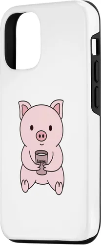 Vista 2 de Funda de trabajo de oficina para iPhone 15 Pig Coffee Monday