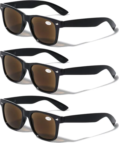 Vista 7 de 3 pares de lentes de sol de lectura clásicos de los años 80, lector tintado, no bifocal, unisex