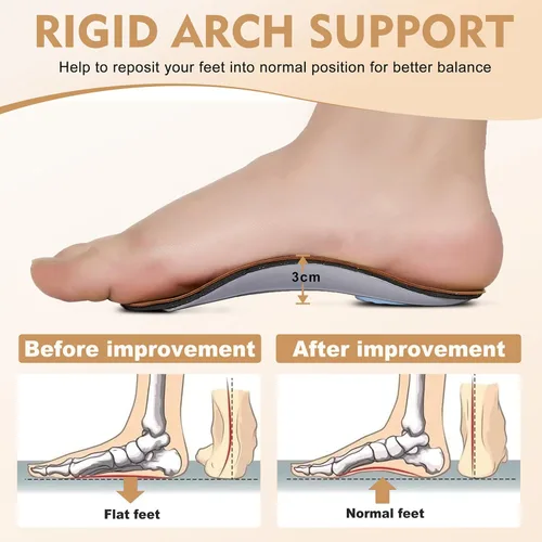 Vista 3 de Plantillas de soporte de arco para mujeres/hombres, plantillas de fascitis plantar 3/4, plantillas de soporte de arco alto para pies planos