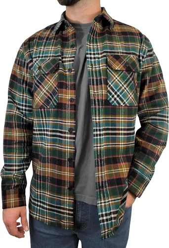 Vista 3 de Victory Outfitters - Camisas de franela de manga larga para hombre, camisa casual de franela con botones cepillados, 100% algodón