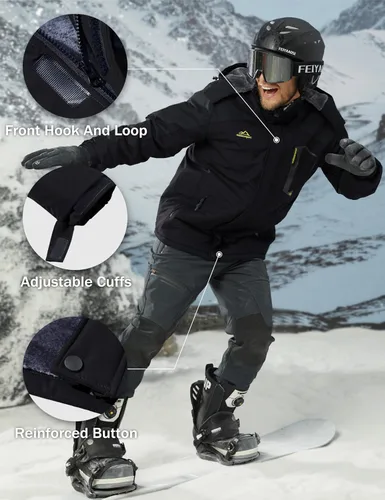 Vista 6 de MAGCOMSEN - Chaqueta de invierno para hombre, impermeable, abrigada, con forro polar y múltiples bolsillos
