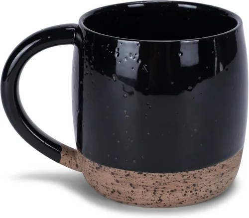 Vista 4 de Elanze Designs Speckled Raw Bottom - Tazas de cerámica de 17 onzas, paquete de 4, color negro
