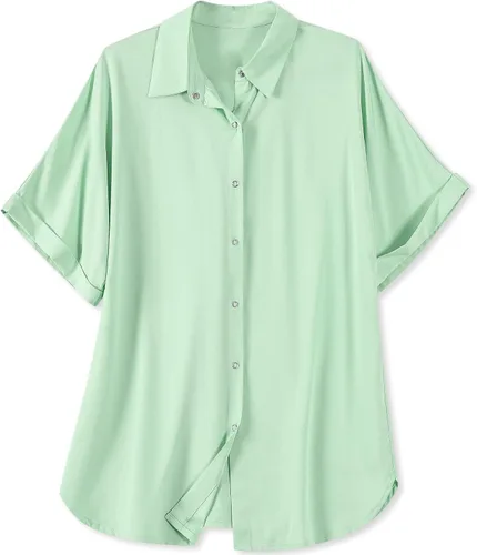 Vista 15 de Blusa suave casual de manga corta con broche frontal para mujer
