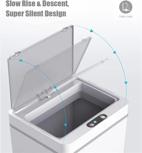 Vista 4 de TOMYEUS Cubo de basura automático con sensor de movimiento, cubo de basura eléctrico inteligente, cubo de basura para el hogar, cubo de basura