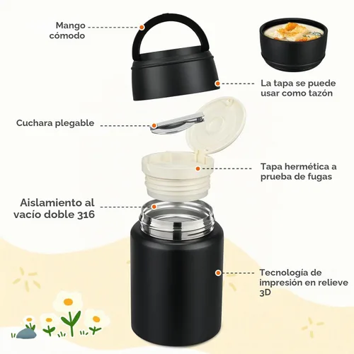 Vista 3 de Aimsnk Termo de sopa de 17 onzas para comida caliente para niños, tarro de comida aislado, contenedor térmico de almuerzo de comida caliente