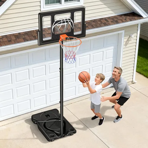 Vista 7 de Yohood Aro de baloncesto para exteriores ajustable de 10 pies, sistema de portería de baloncesto portátil para niños, jóvenes y adultos en patio