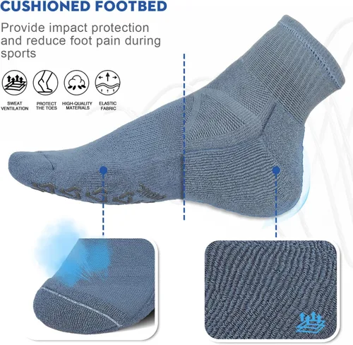 Vista 5 de Ozaiic Calcetines antideslizantes para yoga, entrenamiento en casa, Pure Barre, pilates, hospital, calcetines acolchados ideales para hombres
