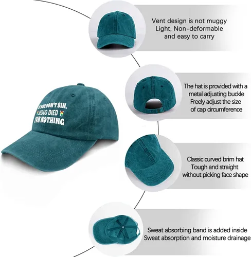 Vista 6 de ruio Jesus Hats for Men Baseball Cap Adjustable Hat If You Dont Sin Jesu Died for Nothings Baseball Hat for Women