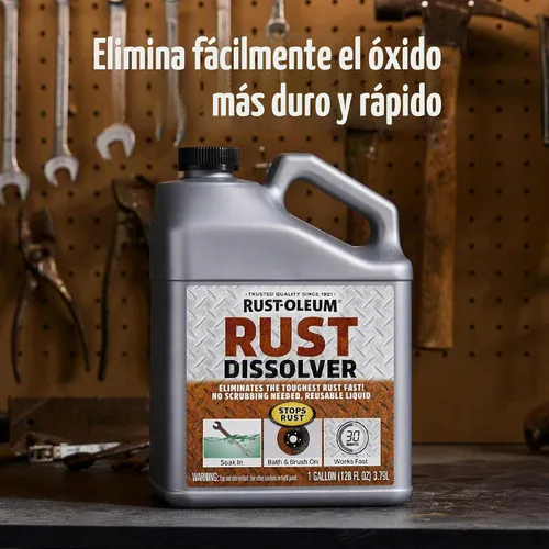Vista 4 de Rust-Oleum Eliminador de óxido para remojar y bañar; removedor de corrosión resistente para herramientas metálicas, automóviles, bicicletas