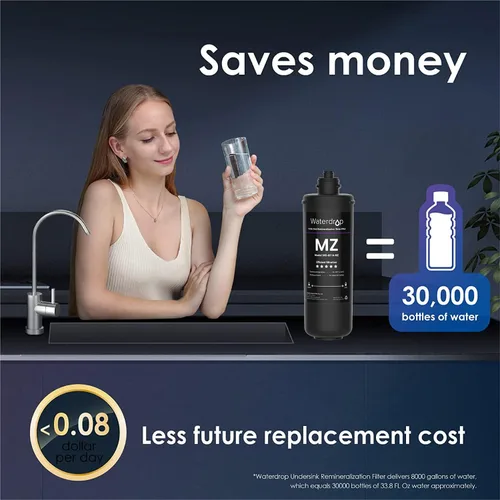 Vista 7 de Waterdrop Sistema de filtro de agua para debajo del fregadero 10UA y cartucho de filtro de repuesto Waterdrop RF10-MZ para filtro de agua debajo