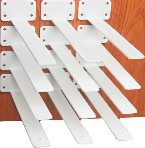 Vista 90 de Paquete de 2 - Soportes de estante en L ocultos negros de 4 pulgadas (1/5 pulgada de grosor) Soportes de estante flotante de hierro Soportes