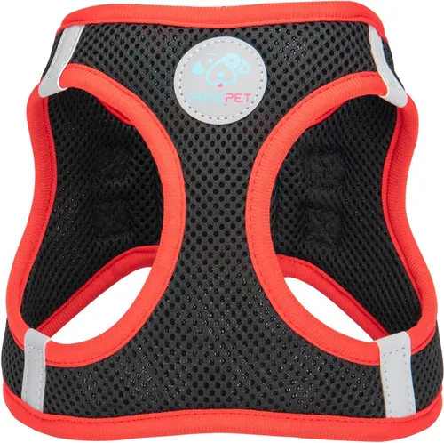 Vista 7 de PHOEPET Arnés para perro, arnés reflectante ajustable para perro, chaqueta suave para caminar para mascotas con 2 ganchos de metal para correa
