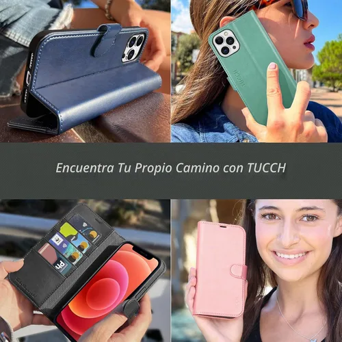 Vista 9 de TUCCH Funda tipo cartera compatible con iPhone 12 Pro Max 5G de 6.7 pulgadas, con ranura para tarjetas de piel sintética