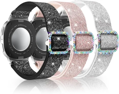 Vista 15 de LETOID Correas para Samsung Galaxy Watch para Mujeres, Correa de Nylon Elástica con Brillos Diseñada para Samsung Galaxy Watch 8/7/6/5/4/FE, Active