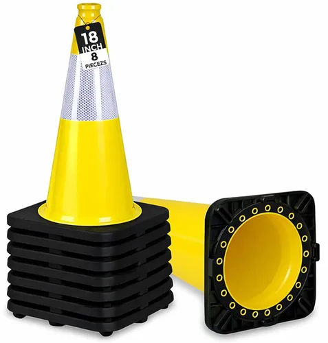 Vista 21 de BESEA Paquete de 4 conos de tráfico azules de 12 pulgadas con collar reflectante de 4 pulgadas, conos de seguridad de PVC resistentes con base