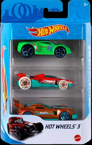 Vista 2 de Hot Wheels Paquete de 3 autos, paquete múltiple de 3 vehículos Hot Wheels para niños de 3 años en adelante, colección de autos deportivos de juguete