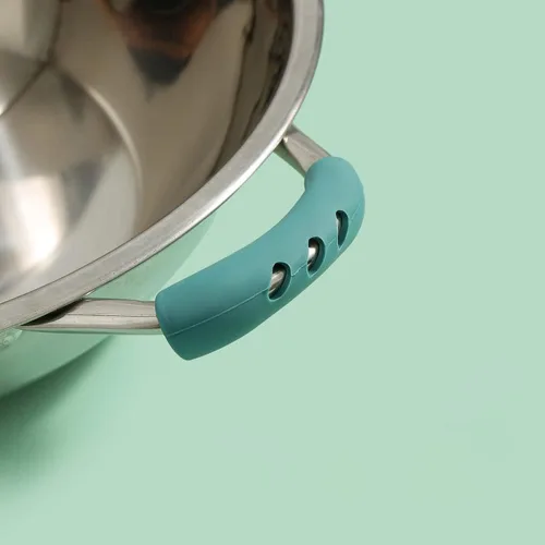 Vista 5 de DonLeeving 12 fundas de silicona para mango de olla, resistentes al calor, antideslizantes, para sartén de hierro fundido, sartén, sartén de metal
