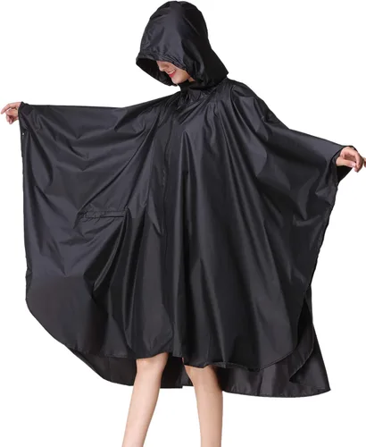 Vista 4 de Spmor Poncho de lluvia impermeable con capucha para adultos con cremallera