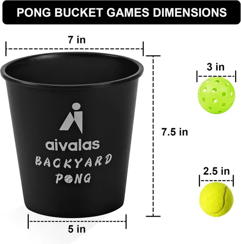 Vista 2 de Aivalas Yard Pong Outdoor Games, Giant Yard Games Set with 12 Buckets and Balls for Adults and Family, Toss Game Throwing Games for Beach, Camping
