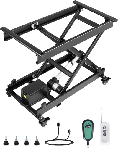 Vista 9 de VEVOR Carro de mesa de elevación hidráulica, capacidad de 500 libras, altura de elevación de 28.5 pulgadas, mesa de elevación manual de tijera