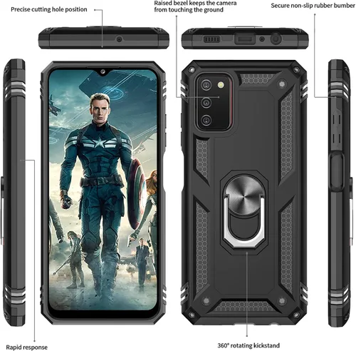 Vista 3 de LeYi para Samsung Galaxy A03S Funda de teléfono, Funda Samsung AO3S con [Paquete de 2] Protector de pantalla, [Calidad militar] Funda protectora