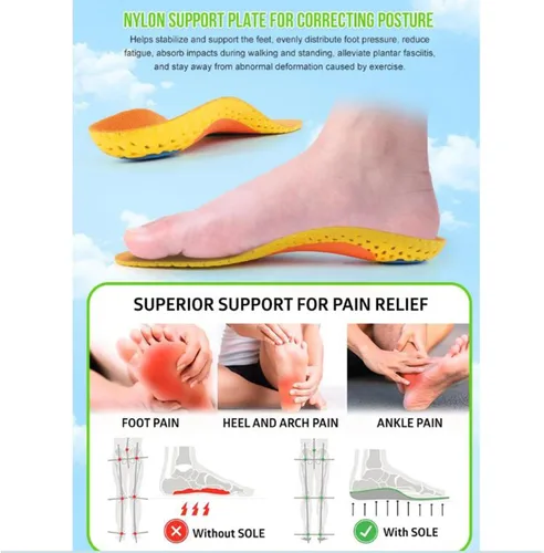Vista 4 de Soporte resistente para aliviar el dolor para mujeres y hombres, plantillas de soporte de arco alto para fascitis plantar de más de 220 libras