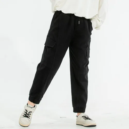Vista 3 de MINI PANDA Pantalones para niñas, elásticos, holgados, tallas 6-16, de moda