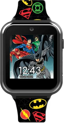 Vista 3 de Accutime DC Justice League - Reloj inteligente interactivo para niños, Negro -, Estampado De Personajes