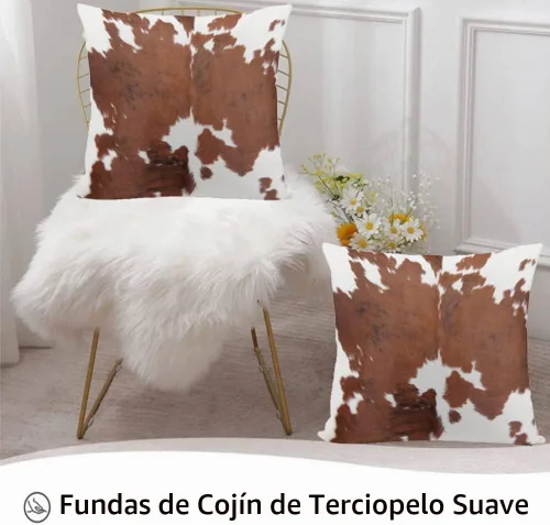 Vista 4 de Fundas de cojín de terciopelo de 18 x 18 pulgadas, color marrón