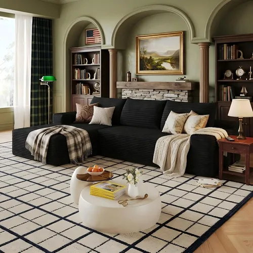 Vista 5 de Sofá modular Cloud de 107 pulgadas, sofá modular en forma de L con diván de gran tamaño orientado hacia la izquierda, sofá de pana de asiento