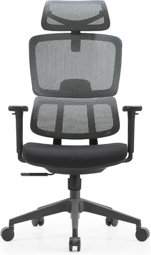 Vista 8 de Silla de escritorio ejecutiva de malla prémium para oficina en casa, con lumbar ergonómico, color negro