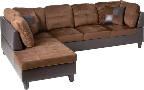 Vista 4 de Beverly Fine Furniture Andes - Juego de sofá de piel de microfibra con otomana, color marrón