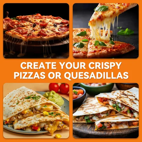 Vista 4 de Baker's Friend Máquina eléctrica de pizza para encimera, máquina para hacer pizza de 12 pulgadas para el hogar, máquina de quesadillas, placas