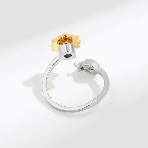 Vista 6 de VIFE Anillos de plata esterlina S925 para ansiedad para mujer, anillo abierto ajustable, circonita cúbica 3A, abejagirasol You are My Sunshine