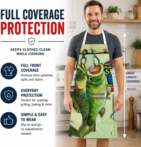 Vista 4 de Caroline's Treasures JMK1296APRON - Delantal de recesión de alimentos para bajo y spam, cocina, servidor, hornear, manualidades, jardinería