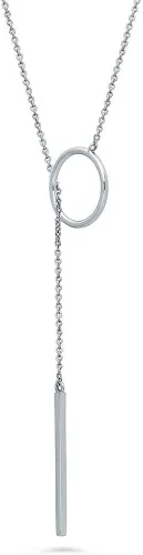Vista 2 de berricle chapado en plata de ley Círculo Abierto Bar Fashion Lariat collar 16" + 2" Extender