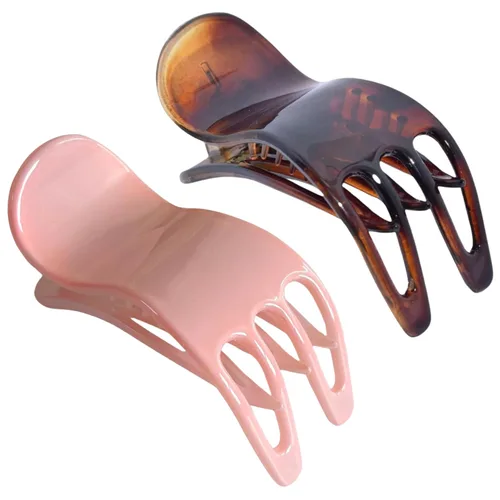 Vista 14 de Parcelona French Simply Bear Paw Medium 3 pulgadas Celuloide antideslizante lateral deslizante en la mandíbula Yoga para cabello fino moda