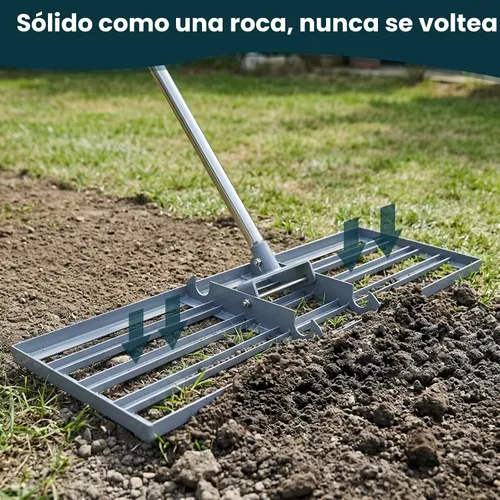 Vista 6 de Rastrillo de nivelación de césped 30x10 pulgadas, (Grado Profesional) Herramienta niveladora de césped con mango de acero inoxidable para céspedes
