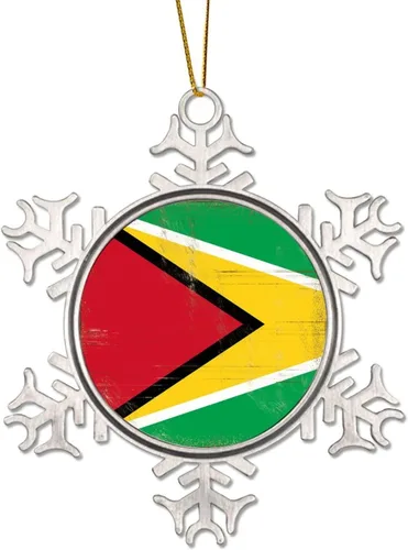 Vista 9 de Merry Christmas Metal Snowflake Christmas Ornaments Retro China Hong Kong Flag National Flag Ornaments Winter Decorations for Christmas Tree Xmas