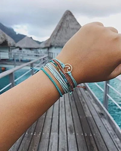 Vista 2 de Pura Vida - Pulsera sólida 100 % impermeable, hecha a mano con dije revestido y correa ajustable